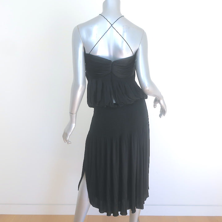 Vintage Chloe Phoebe Philo Smocked Slinky Jersey Halter Dress Black Size Medium