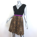 Giambattista Valli Leopard Print Mixed Media Dress Black/Brown Size 42