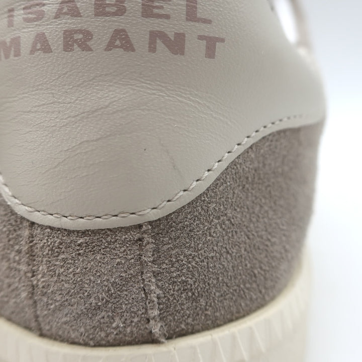Isabel Marant Beth Grip-Strap Low Top Sneakers Taupe Gray Suede Size 39