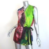 Roksanda Printed Satin Tie-Side Blouse & Midi Skirt Set Multicolor Silk Size 8