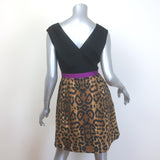 Giambattista Valli Leopard Print Mixed Media Dress Black/Brown Size 42