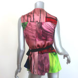 Roksanda Printed Satin Tie-Side Blouse & Midi Skirt Set Multicolor Silk Size 8