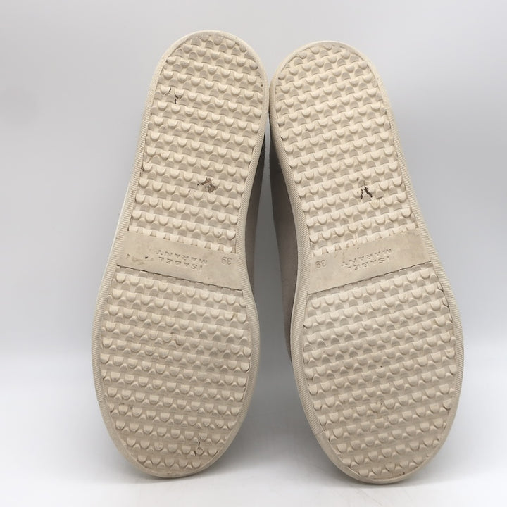 Isabel Marant Beth Grip-Strap Low Top Sneakers Taupe Gray Suede Size 39