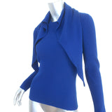 Balenciaga Scarf Sweater Cobalt Blue Ribbed Wool-Blend Size 38