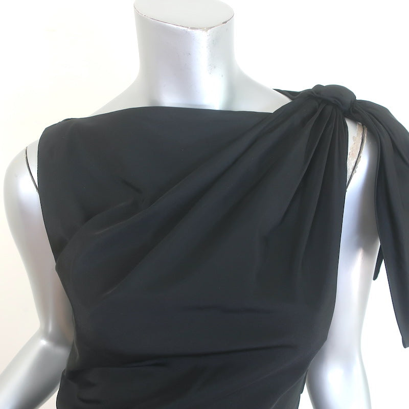Giambattista Valli Bow-Strap Open Back Sheath Dress Black Taffeta Size 42