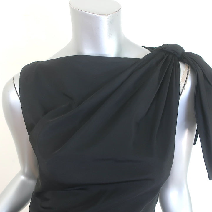 Giambattista Valli Bow-Strap Open Back Sheath Dress Black Taffeta Size 42