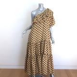 Lisa Marie Fernandez Arden Polka Dot One-Shoulder Maxi Dress Beige Size 1