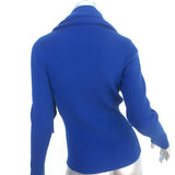 Balenciaga Scarf Sweater Cobalt Blue Ribbed Wool-Blend Size 38