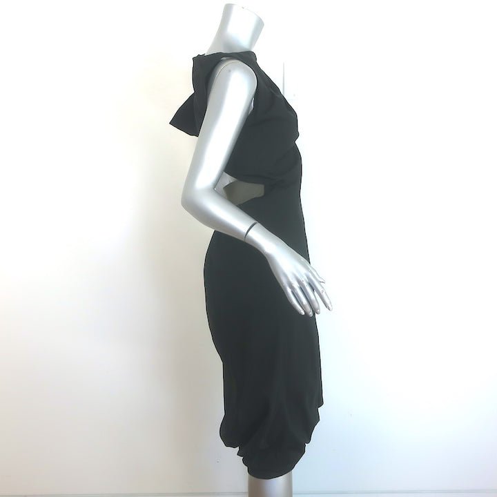 Giambattista Valli Bow-Strap Open Back Sheath Dress Black Taffeta Size 42