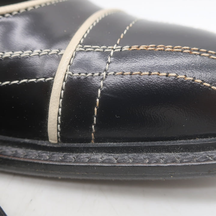 Vintage Prada Top-Stitched Pumps Black Spazzolato Leather Size 38