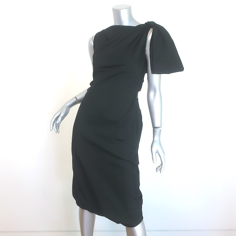 Giambattista Valli Bow-Strap Open Back Sheath Dress Black Taffeta Size 42