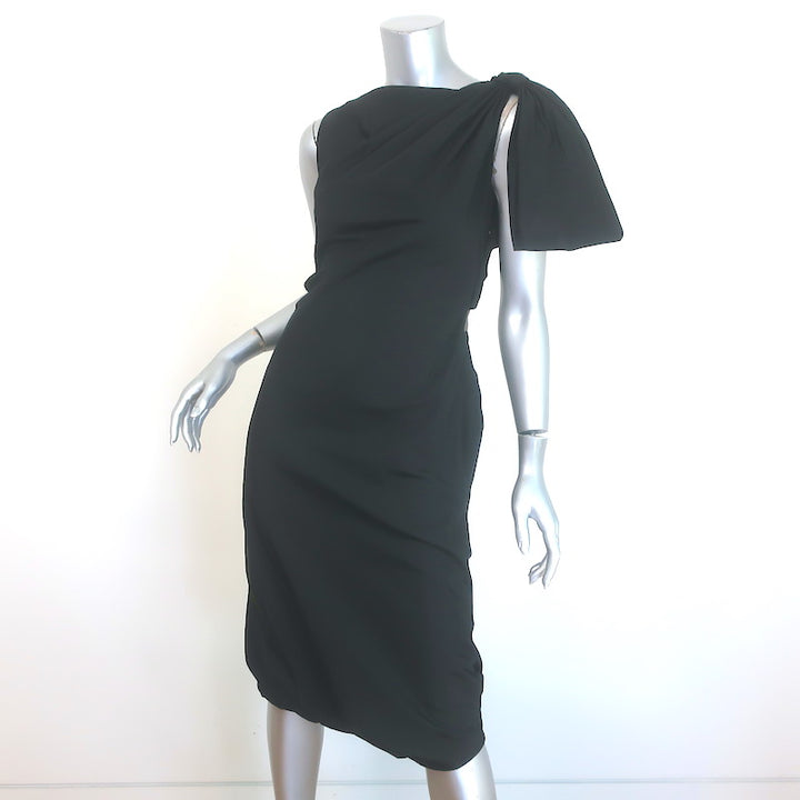 Giambattista Valli Bow-Strap Open Back Sheath Dress Black Taffeta Size 42
