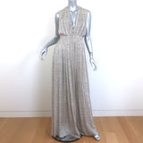 L'Agence Sleeveless Pleated Maxi Dress Ivory Dot Print Size 4