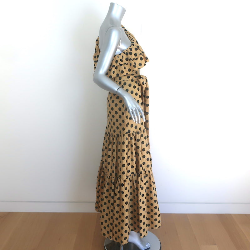 Lisa Marie Fernandez Arden Polka Dot One-Shoulder Maxi Dress Beige Size 1
