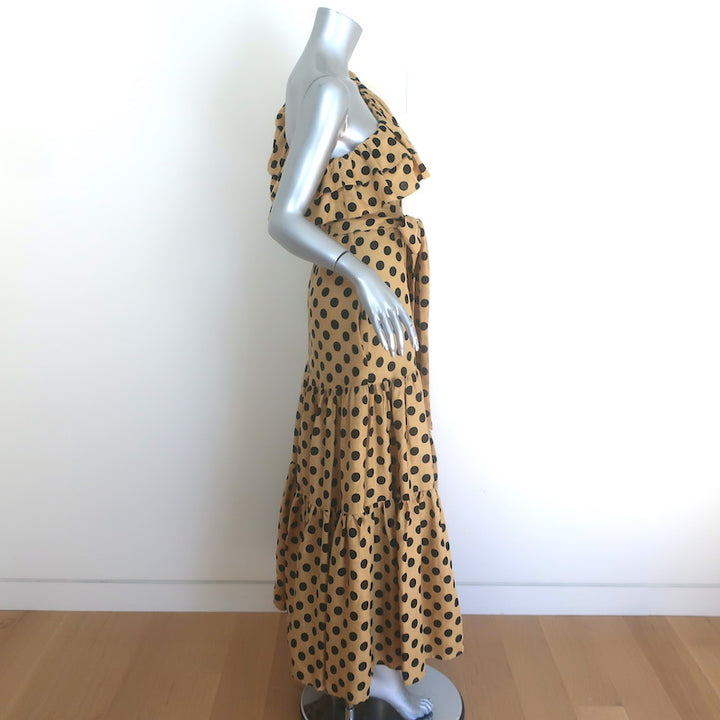 Lisa Marie Fernandez Arden Polka Dot One-Shoulder Maxi Dress Beige Size 1