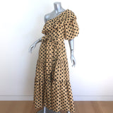 Lisa Marie Fernandez Arden Polka Dot One-Shoulder Maxi Dress Beige Size 1
