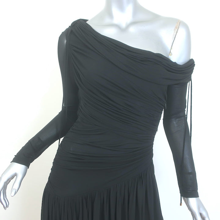 Zimmermann Crush Off the Shoulder Maxi Dress Black Jersey Size 1