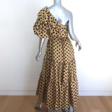 Lisa Marie Fernandez Arden Polka Dot One-Shoulder Maxi Dress Beige Size 1