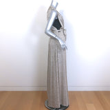 L'Agence Sleeveless Pleated Maxi Dress Ivory Dot Print Size 4