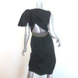 Giambattista Valli Bow-Strap Open Back Sheath Dress Black Taffeta Size 42