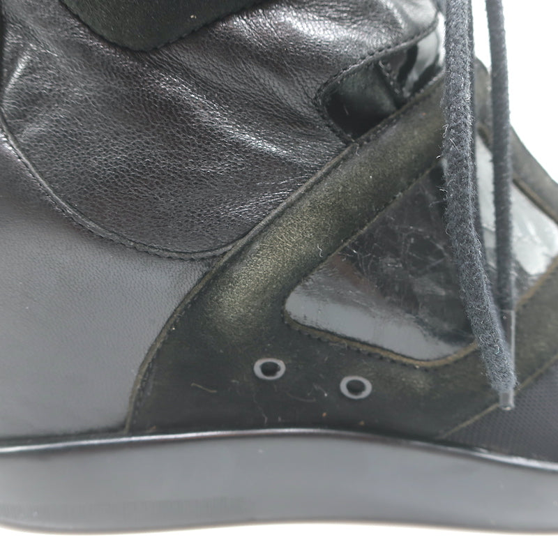 Y-3 Yohji Yamamoto x Adidas High Top Wedge Sneakers Black Leather Size UK 6 US 8