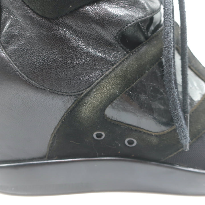 Y-3 Yohji Yamamoto x Adidas High Top Wedge Sneakers Black Leather Size UK 6 US 8