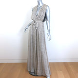 L'Agence Sleeveless Pleated Maxi Dress Ivory Dot Print Size 4