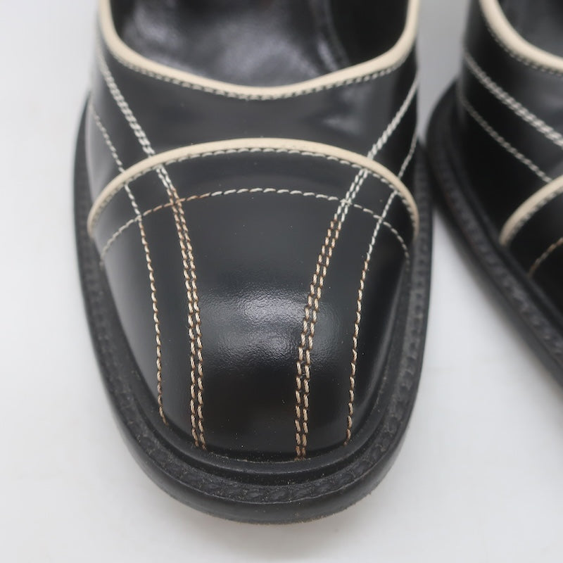 Vintage Prada Top-Stitched Pumps Black Spazzolato Leather Size 38