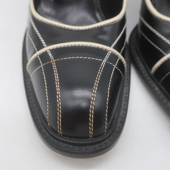 Vintage Prada Top-Stitched Pumps Black Spazzolato Leather Size 38