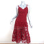 Marchesa Notte 3D Guipure Lace Sleeveless Midi Dress Red Size 0