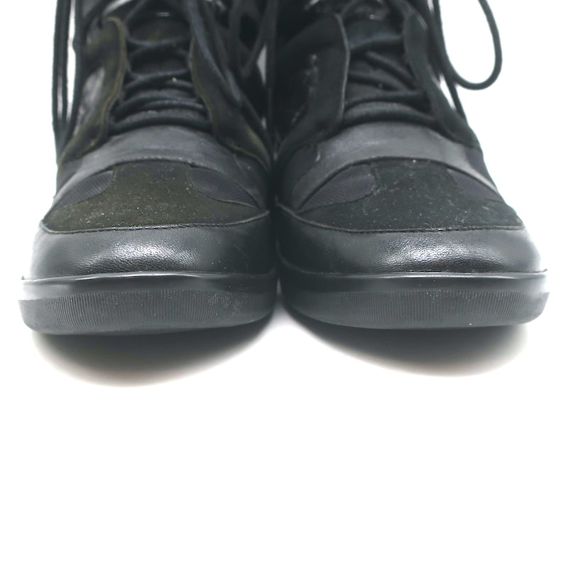 Y-3 Yohji Yamamoto x Adidas High Top Wedge Sneakers Black Leather Size UK 6 US 8