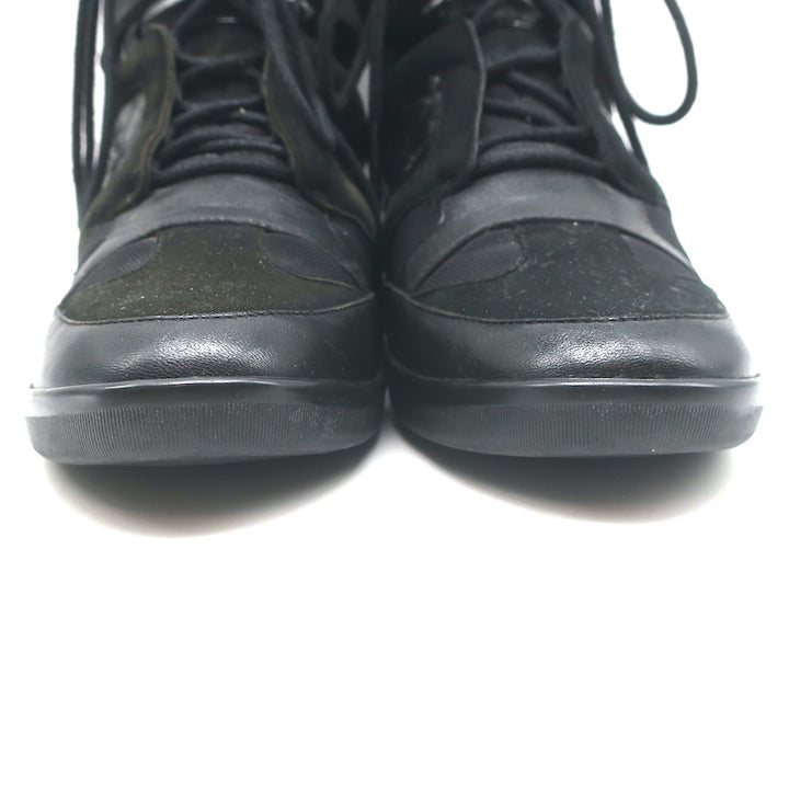 Y-3 Yohji Yamamoto x Adidas High Top Wedge Sneakers Black Leather Size UK 6 US 8