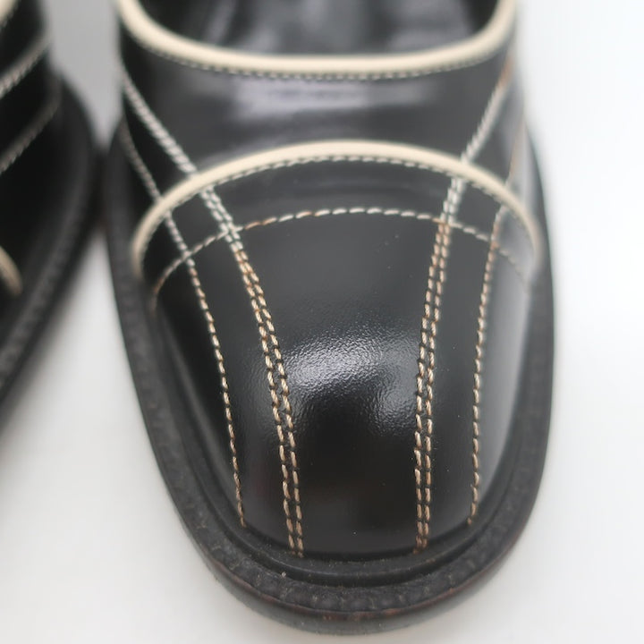 Vintage Prada Top-Stitched Pumps Black Spazzolato Leather Size 38