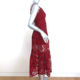Marchesa Notte 3D Guipure Lace Sleeveless Midi Dress Red Size 0