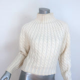 Theory Sculpted Turtleneck Sweater Cream Felted Wool-Cashmere Size Small