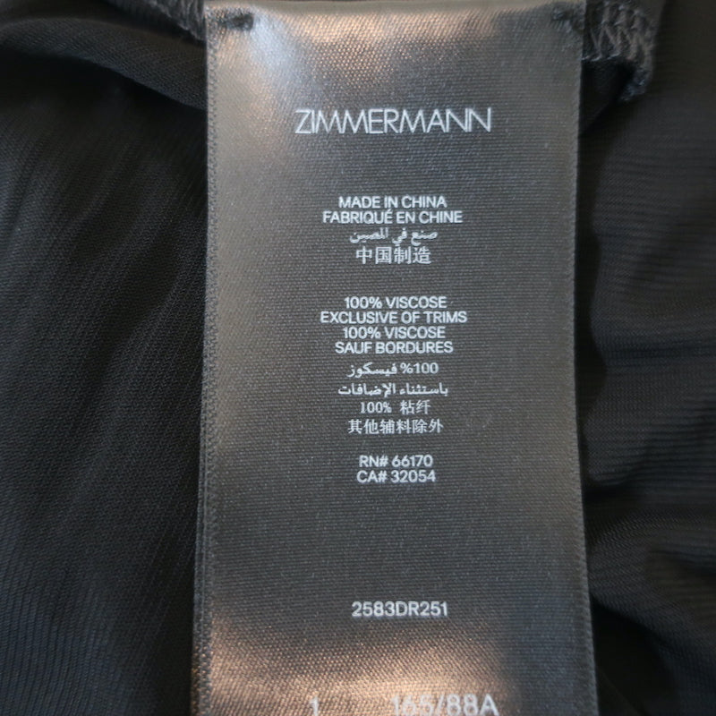 Zimmermann Crush Off the Shoulder Maxi Dress Black Jersey Size 1