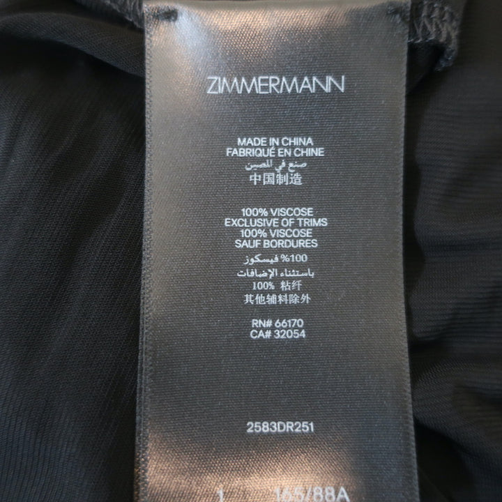 Zimmermann Crush Off the Shoulder Maxi Dress Black Jersey Size 1