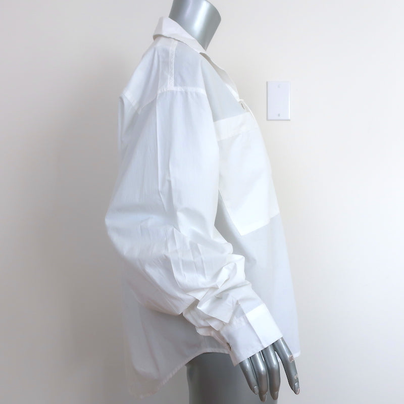 MOTHER The Roomie Lace-Up Shirt White Cotton Size Small Long Sleeve Top NEW