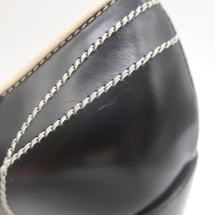 Vintage Prada Top-Stitched Pumps Black Spazzolato Leather Size 38