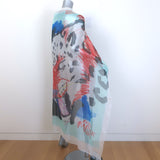 Alexander McQueen Jaguar Print Large Scarf Multicolor Silk Chiffon 50" X 52"