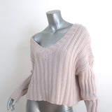 Sablyn Ribbed Cashmere V-Neck Sweater Light Mauve Size Small Cropped Pullover