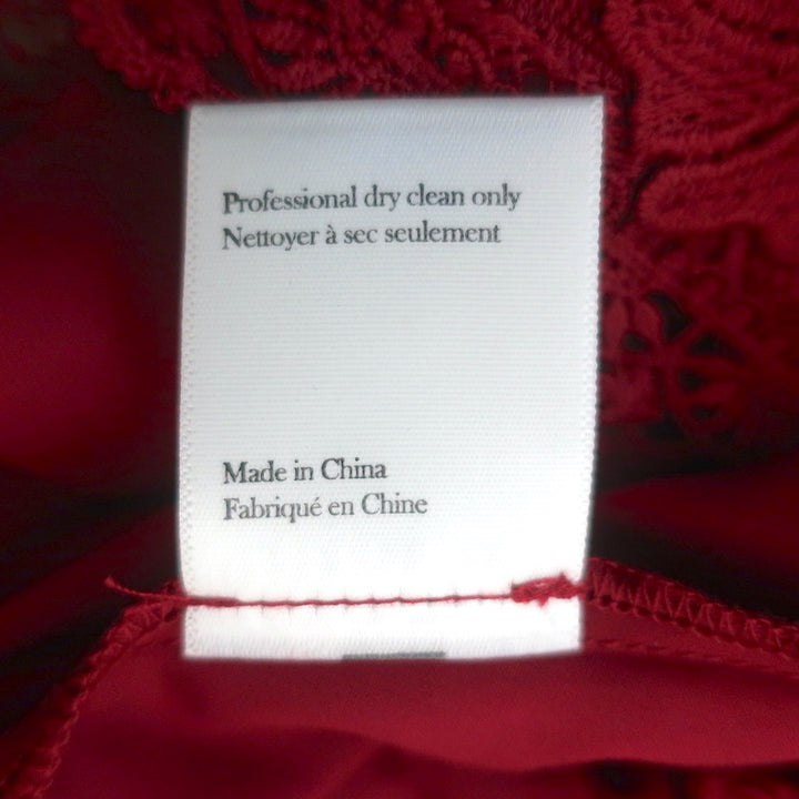 Marchesa Notte 3D Guipure Lace Sleeveless Midi Dress Red Size 0