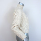 Theory Sculpted Turtleneck Sweater Cream Felted Wool-Cashmere Size Small