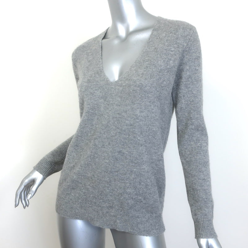 Theory Adrianna Cashmere V-Neck Sweater Heather Gray Size Petite