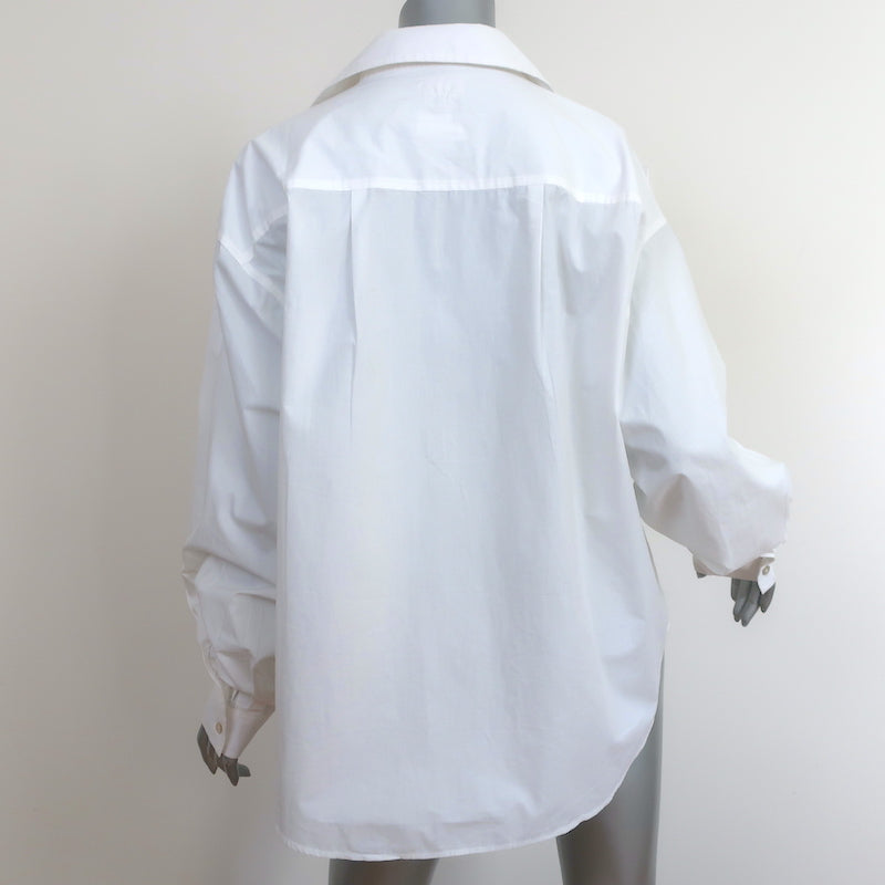 MOTHER The Roomie Lace-Up Shirt White Cotton Size Small Long Sleeve Top NEW