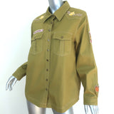 Spell Foxglove Embroidered Shirt Olive Cotton Size Small Long Sleeve Top NEW