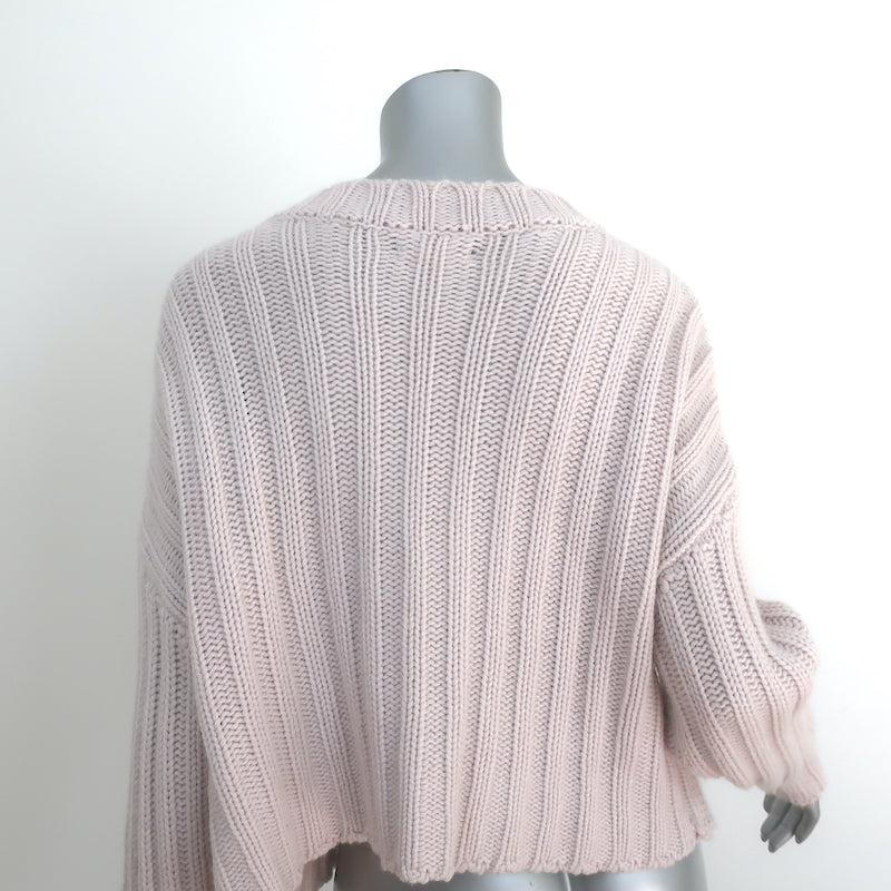 Sablyn Ribbed Cashmere V-Neck Sweater Light Mauve Size Small Cropped Pullover