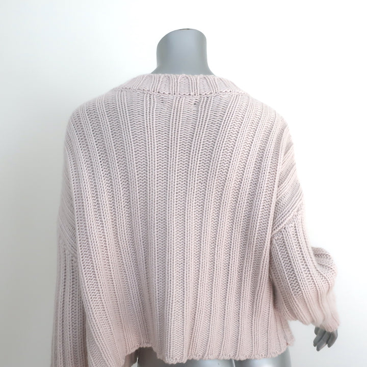 Sablyn Ribbed Cashmere V-Neck Sweater Light Mauve Size Small Cropped Pullover