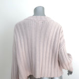Sablyn Ribbed Cashmere V-Neck Sweater Light Mauve Size Small Cropped Pullover