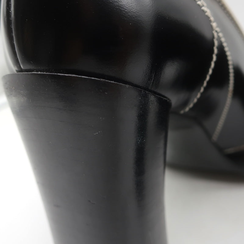 Vintage Prada Top-Stitched Pumps Black Spazzolato Leather Size 38
